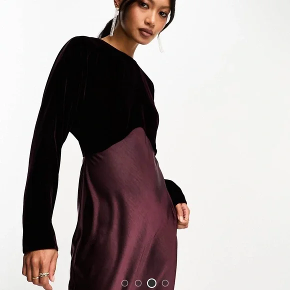 ASOS Burgundy Long Sleeve Dress - Picture 3 of 4